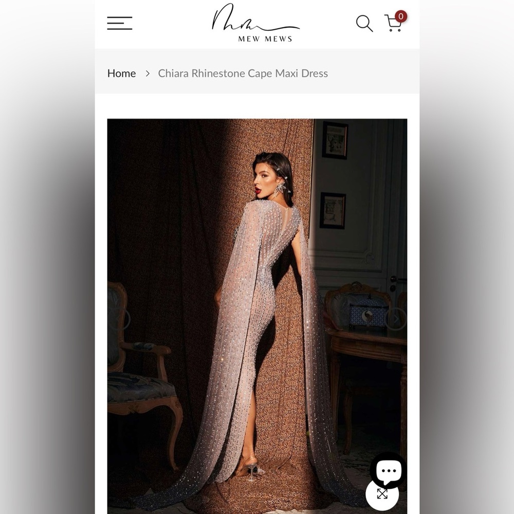 🔥Brand new 🔥Mew Mews Chiara Rhinestone Cape Maxi Dress - Sparkling Champagne - Picture 6 of 10